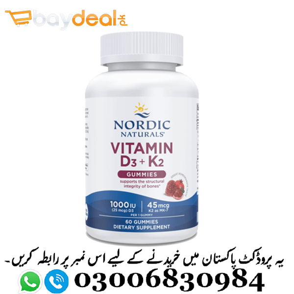Nordic Naturals Vitamin D3 + K2 Gummies Pomegranate - 60 Gummies - 1000 IU Pakistan